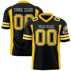 Black Gold Authentic Football Jersey with Sleeve Stripes