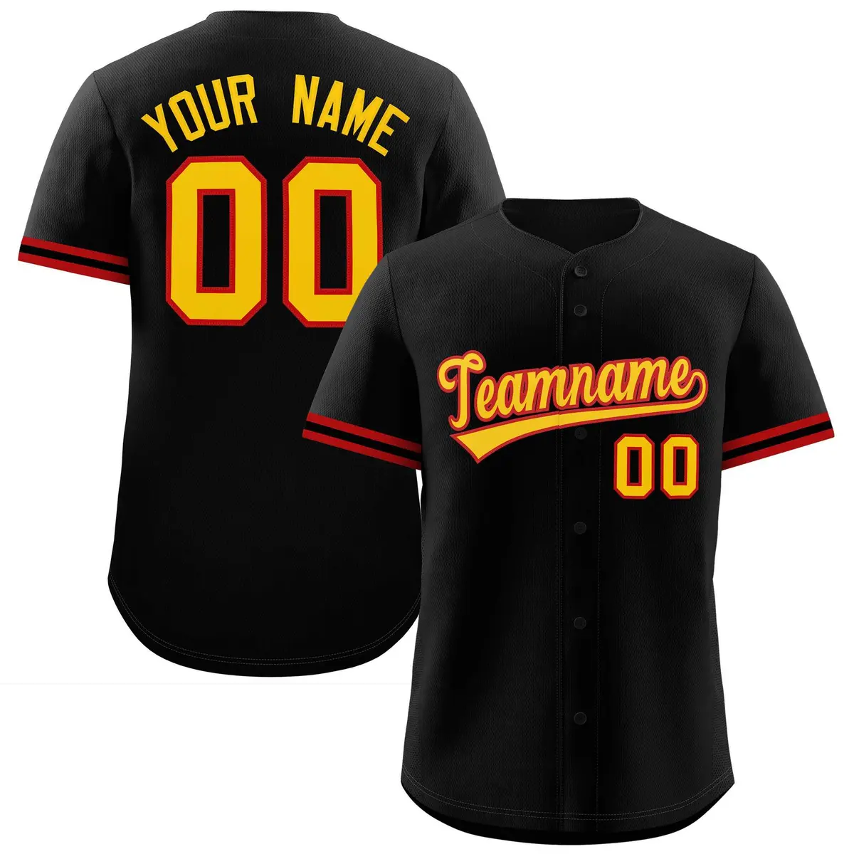 Black Gold Authentic Full-Button Baseball Jersey