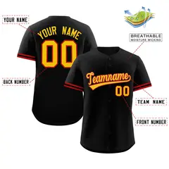 Black Gold Authentic Full-Button Baseball Jersey 2