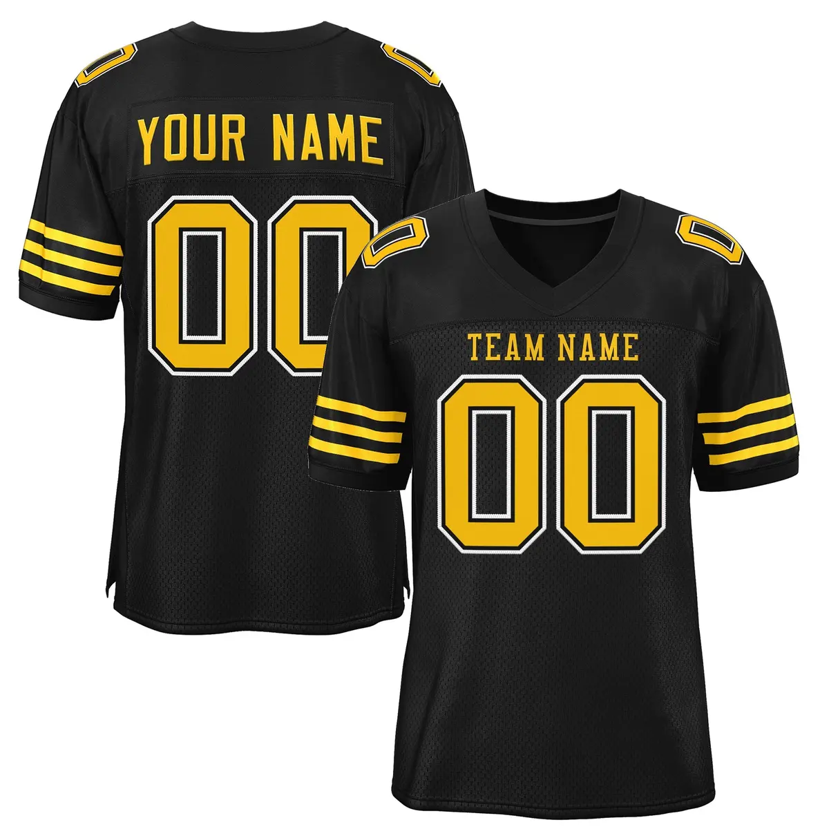 Black Gold-Black Classic Mesh Authentic Football Jersey