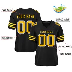Black Gold-Black Classic Mesh Authentic Football Jersey 2