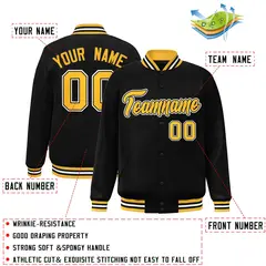 Black Gold-Black Classic Varsity Full-Snap Letterman Jacket 2