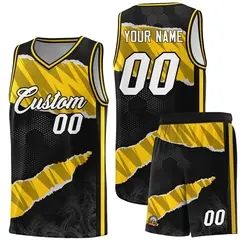 Black Gold-Black Tear Graffiti Basketball Jersey