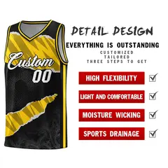Black Gold-Black Tear Graffiti Basketball Jersey 2