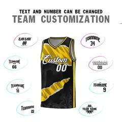 Black Gold-Black Tear Graffiti Basketball Jersey 4
