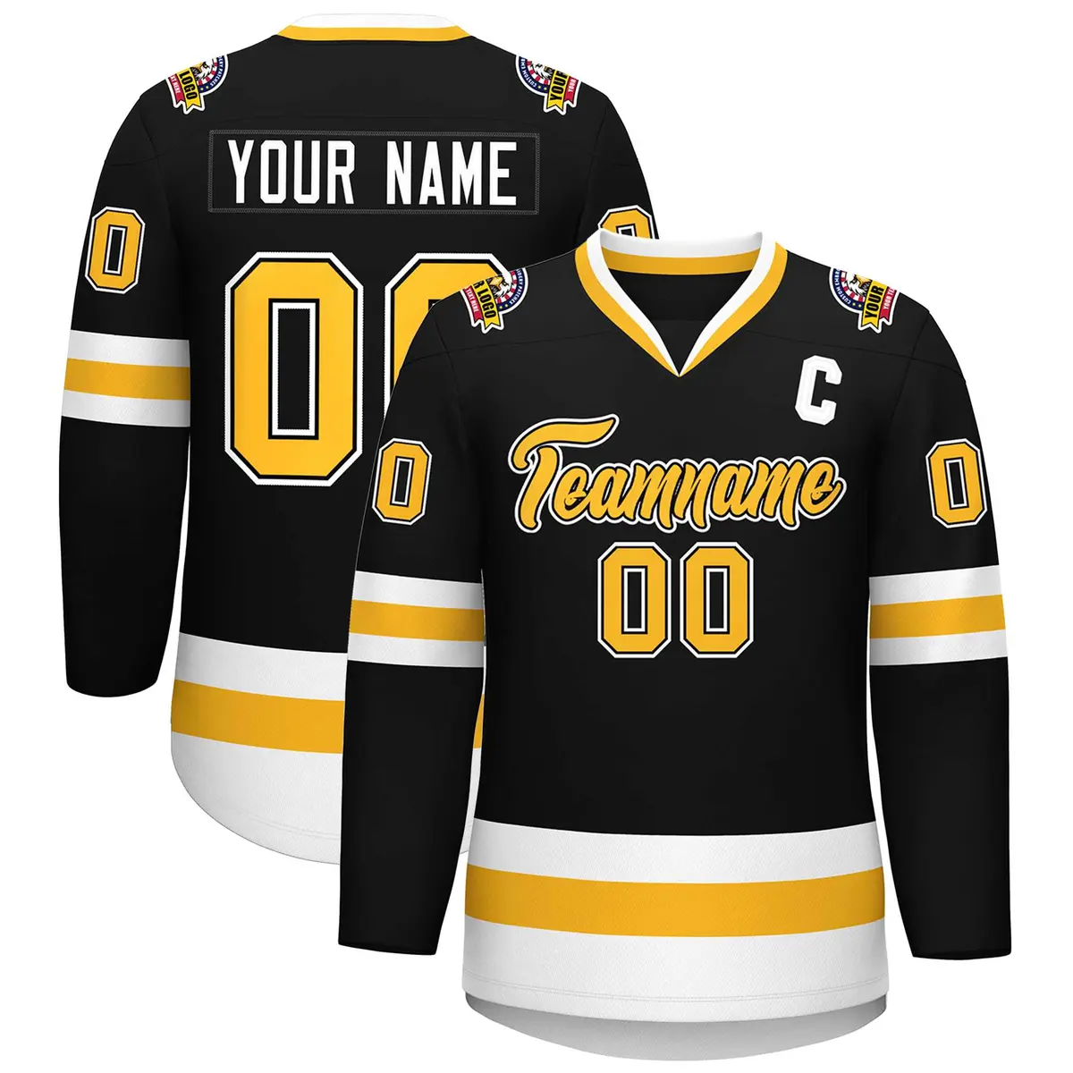 Black Gold Black-White Classic Hockey Jersey