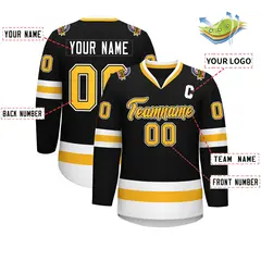 Black Gold Black-White Classic Hockey Jersey 2