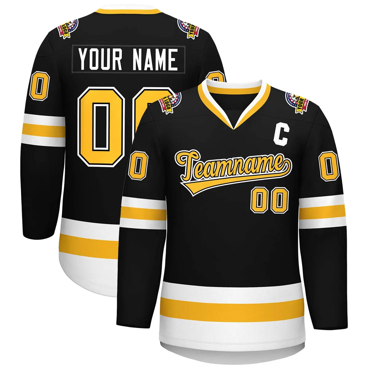 Black Gold Black-White Classic Hockey Jersey