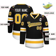 Black Gold Black-White Classic Hockey Jersey 2