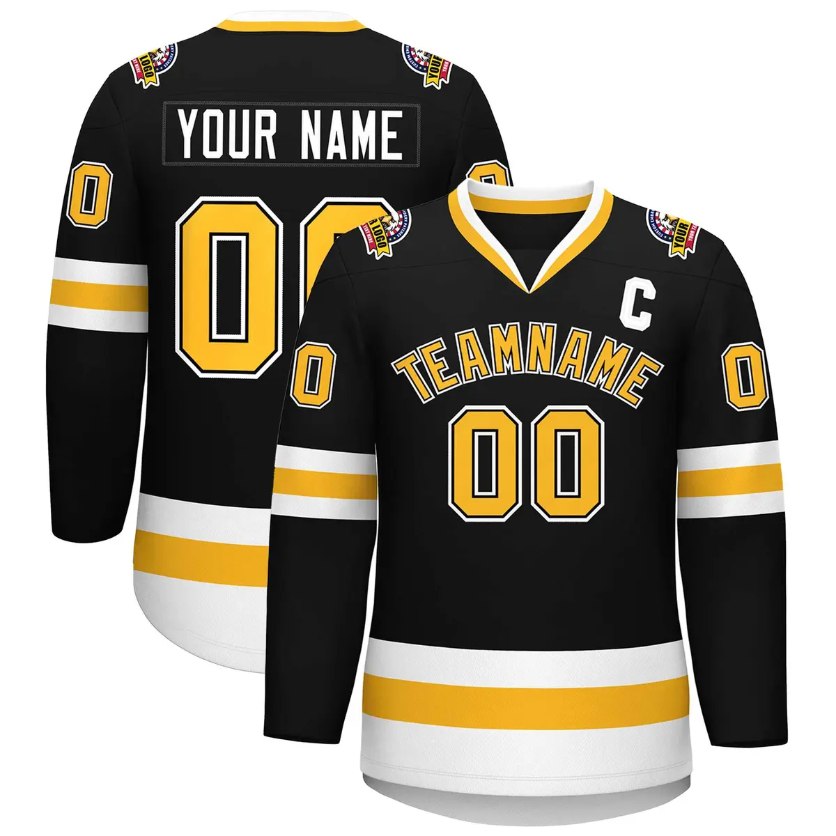 Black Gold Black-White Classic Hockey Jersey