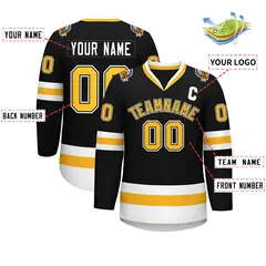Black Gold Black-White Classic Hockey Jersey 2