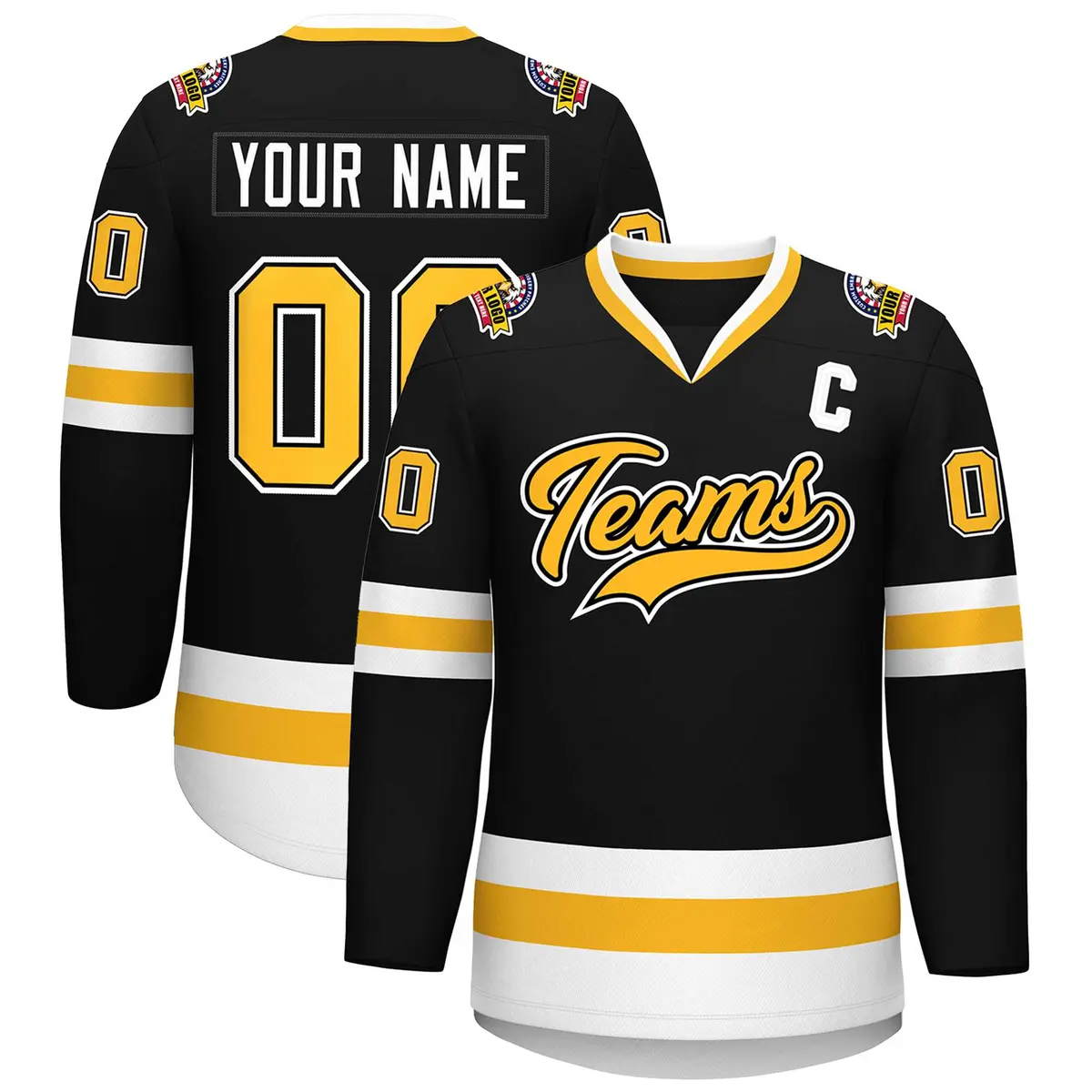 Black Gold Black-White Classic Hockey Jersey