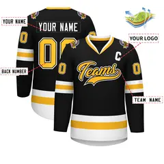 Black Gold Black-White Classic Hockey Jersey 2