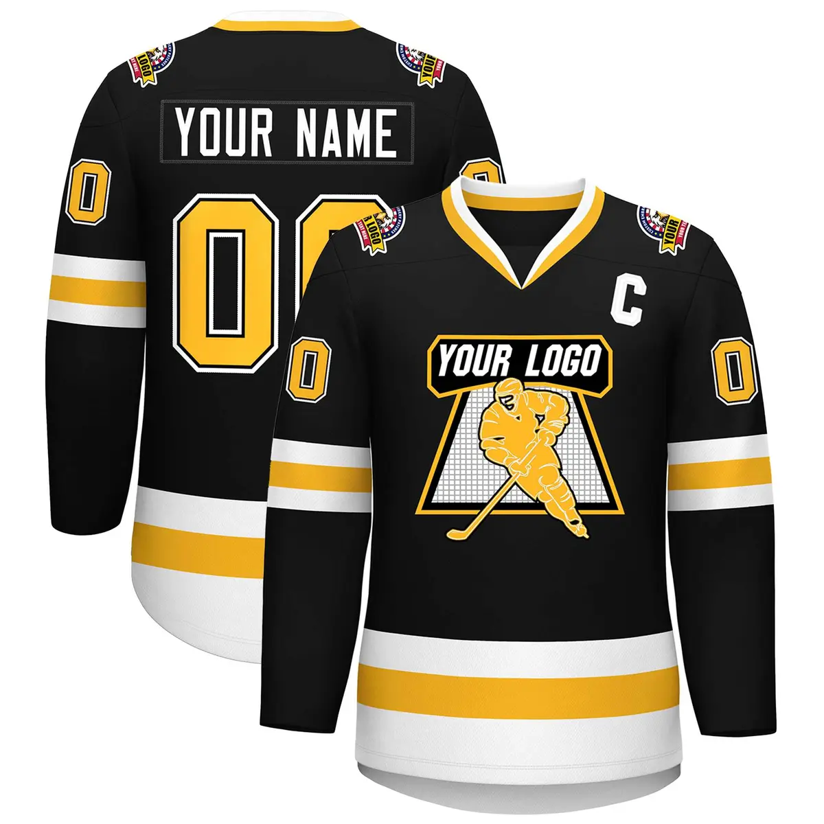 Black Gold Black-White Classic Hockey Jersey