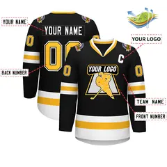 Black Gold Black-White Classic Hockey Jersey 2