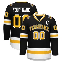 Black Gold Black-White Classic Hockey Jersey 1