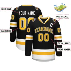 Black Gold Black-White Classic Hockey Jersey 2