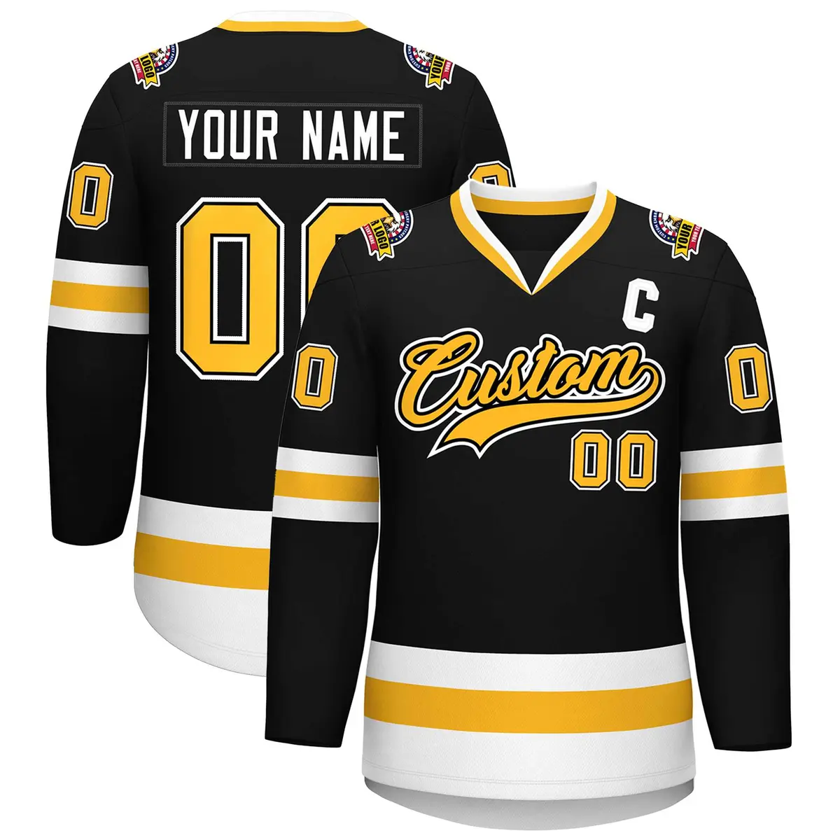 Black Gold Black-White Classic Hockey Jersey