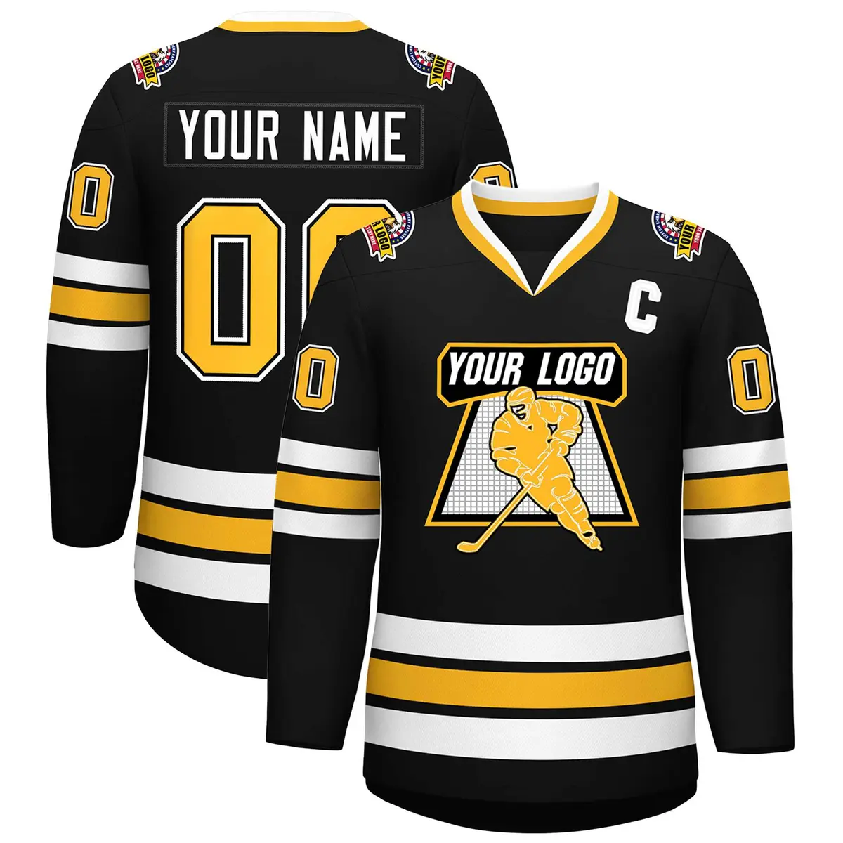 Black Gold Black-White Classic Hockey Jersey
