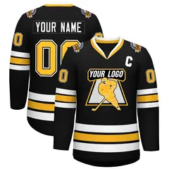 Black Gold Black-White Classic Hockey Jersey 1