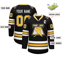 Black Gold Black-White Classic Hockey Jersey 2