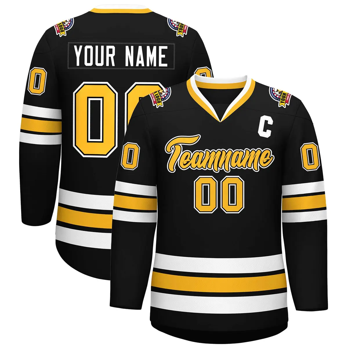 Black Gold Black-White Classic Hockey Jersey