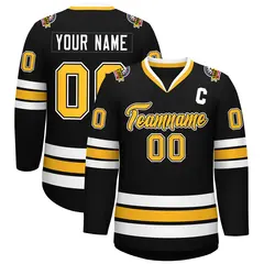 Black Gold Black-White Classic Hockey Jersey 1