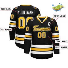 Black Gold Black-White Classic Hockey Jersey 2
