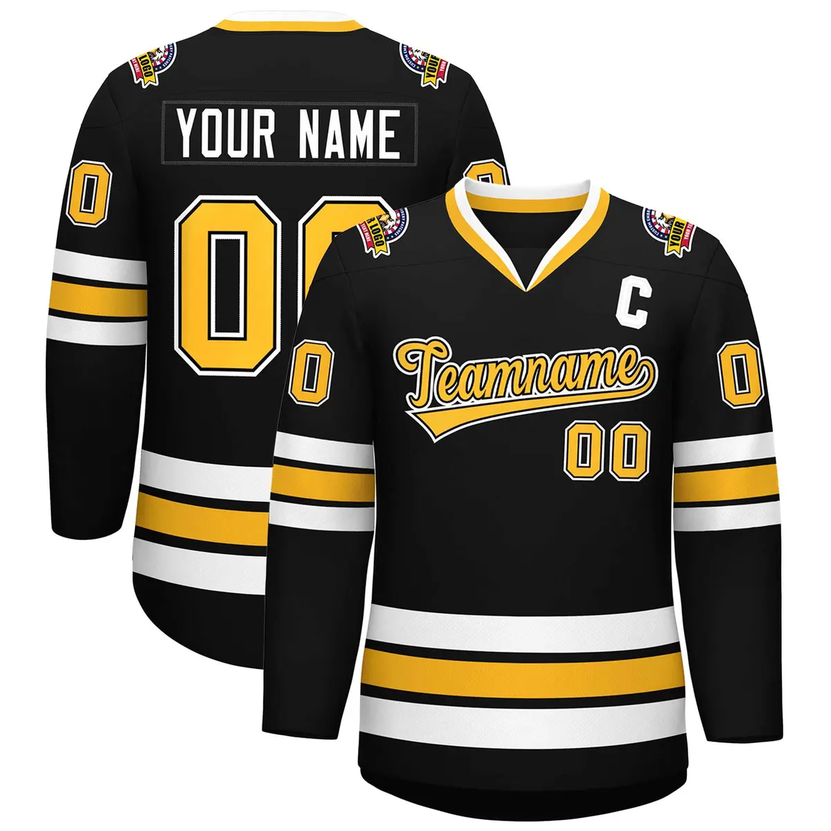 Black Gold Black-White Classic Hockey Jersey