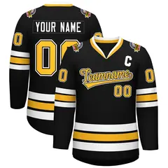 Black Gold Black-White Classic Hockey Jersey 1