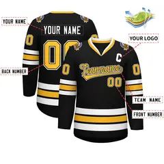 Black Gold Black-White Classic Hockey Jersey 2
