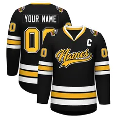 Black Gold Black-White Classic Hockey Jersey 1
