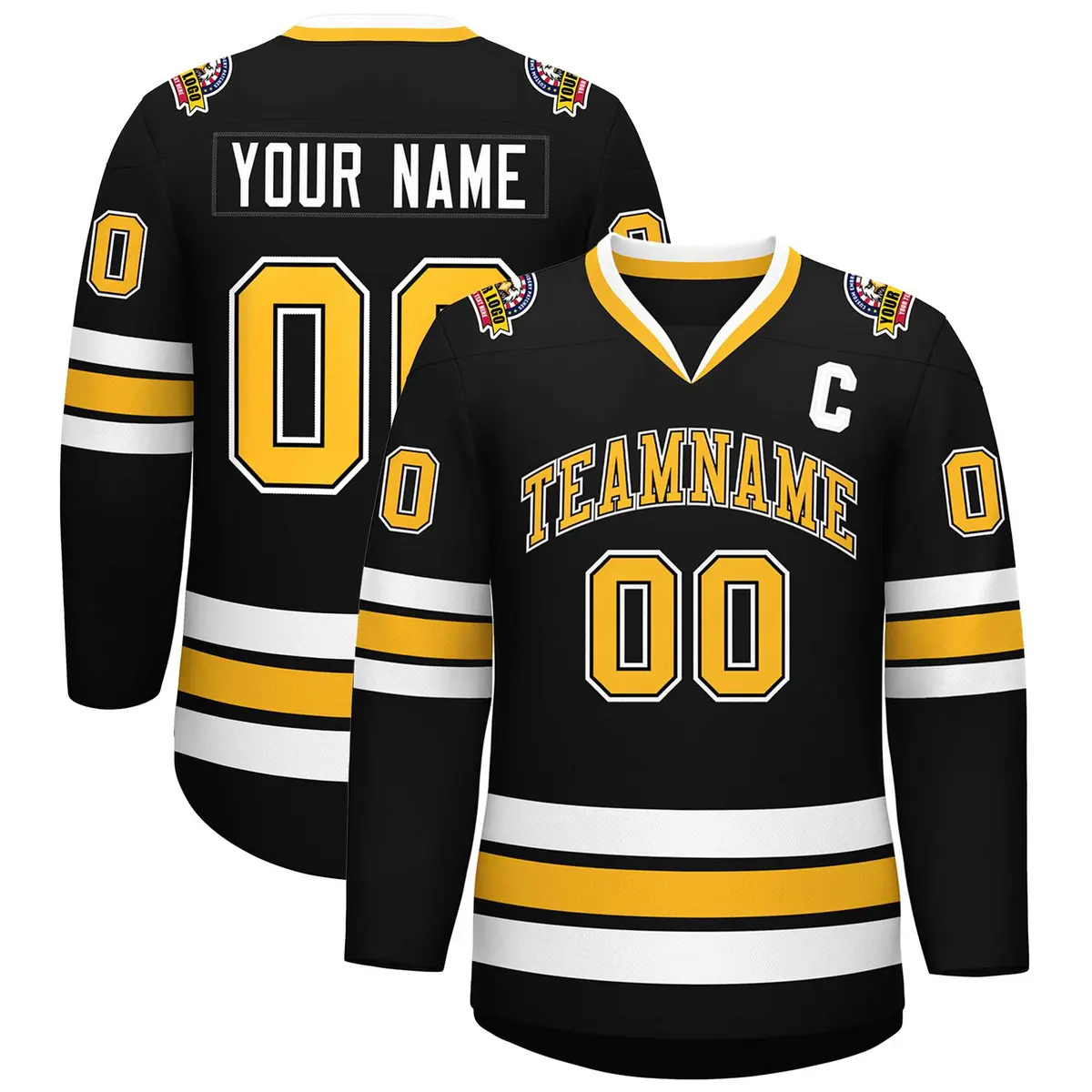 Black Gold Black-White Classic Hockey Jersey