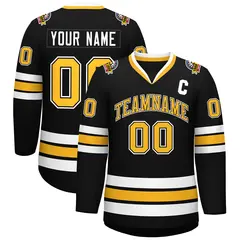 Black Gold Black-White Classic Hockey Jersey 1