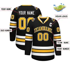 Black Gold Black-White Classic Hockey Jersey 2