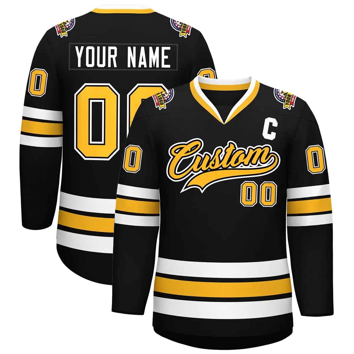 Black Gold Black-White Classic Hockey Jersey