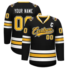 Black Gold Black-White Classic Hockey Jersey 1
