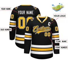 Black Gold Black-White Classic Hockey Jersey 2