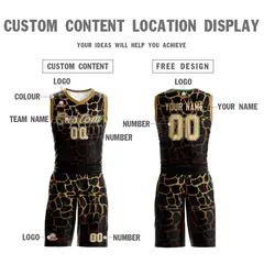 Black Gold-Brown Spotted Graffiti Basketball Jersey 3