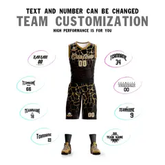 Black Gold-Brown Spotted Graffiti Basketball Jersey 4
