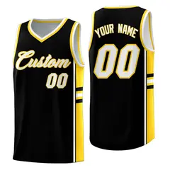 Black Gold Classic Color Block Uniform Basketball Jersey 1