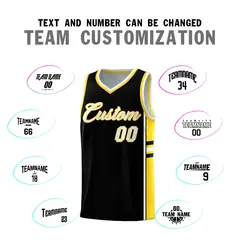 Black Gold Classic Color Block Uniform Basketball Jersey 4