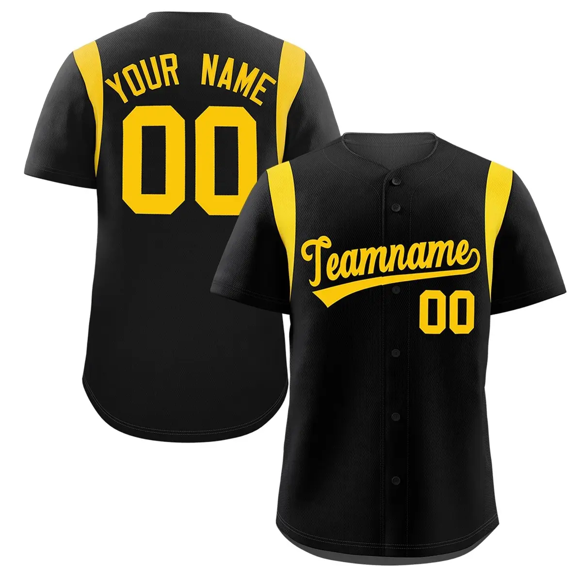 Black Gold Classic Full Button Baseball Jersey