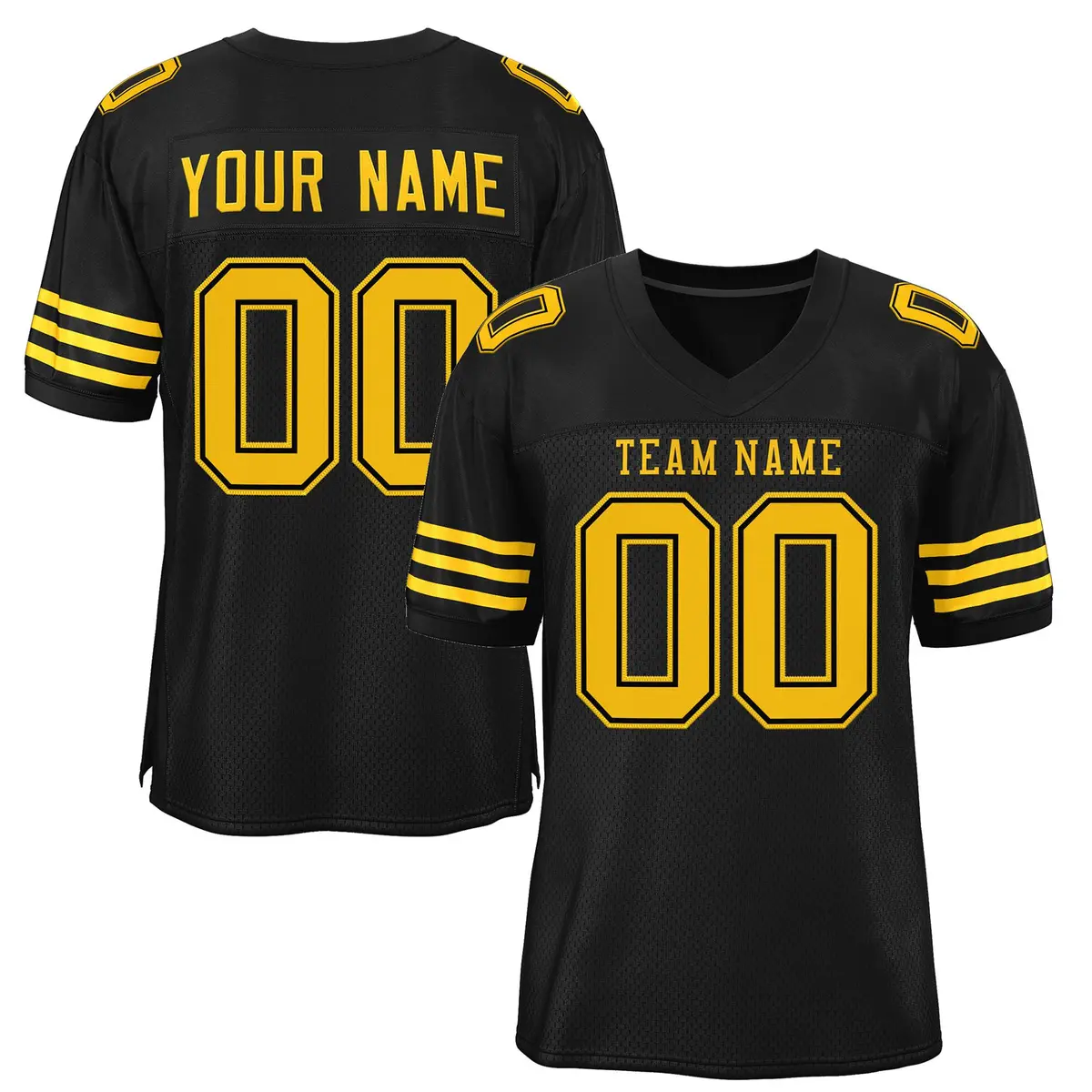 Black Gold Classic Style Mesh Authentic Football Jersey