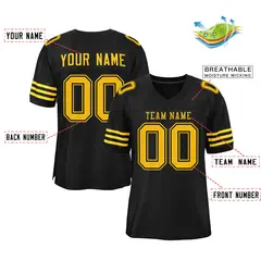 Black Gold Classic Style Mesh Authentic Football Jersey 2