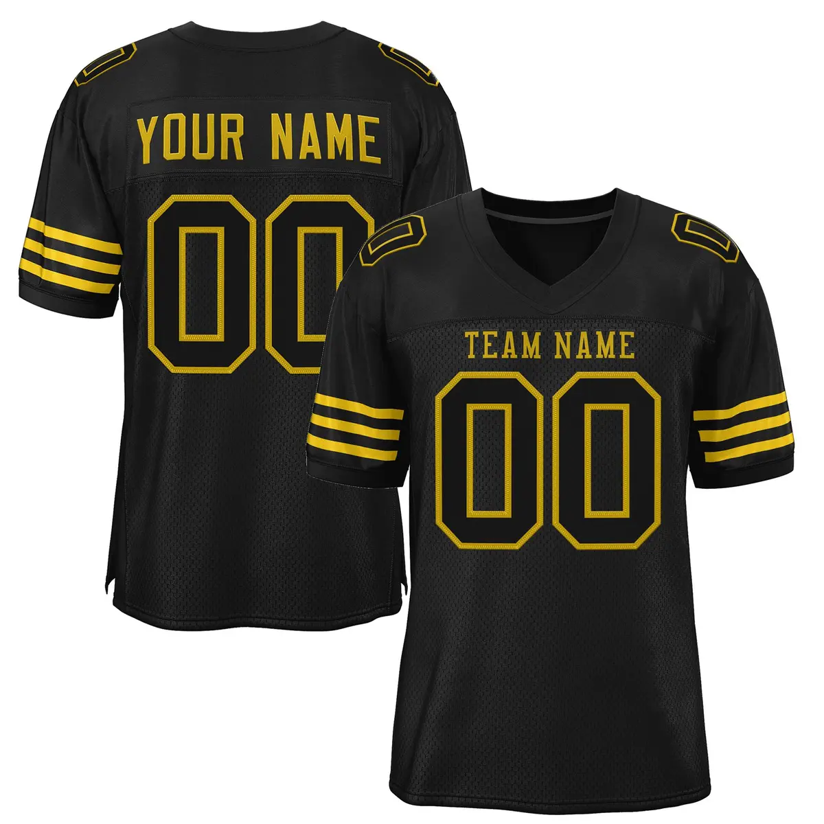 Black Gold Classic Style Mesh Authentic Football Jersey