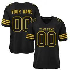 Black Gold Classic Style Mesh Authentic Football Jersey 1