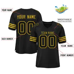 Black Gold Classic Style Mesh Authentic Football Jersey 2