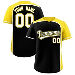 Black Gold Color Block Authentic Baseball Jersey 1