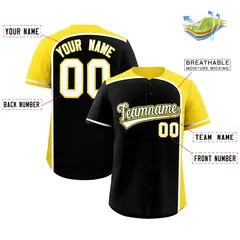 Black Gold Color Block Authentic Baseball Jersey 2